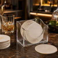 Support de rangement personnalisé en acrylique pour sous-verres, présentoir de comptoir transparent avec fentes verticales, plateau de présentation pour logo OEM
