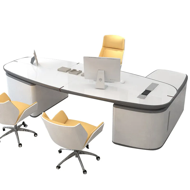 Meja kantor eksekutif desain kreatif meja bos meja komputer tahan lama untuk kantor dengan taplak meja seperti cermin