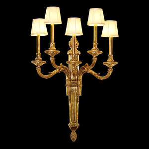 Large Villa Hotel Banquet <strong>Hall</strong> 5 <strong>Lights</strong> Brass <strong>Wall</strong> Lamp with Shade Copper Antique Brass <strong>Wall</strong> Lamp Luxury <strong>Wall</strong> <strong>Light</strong> - Product Image 2