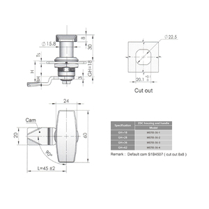 MS705-3U-1 Serratura a Camma a Forma di <span class=keywords><strong>I</strong></span> in Lega di Zinco per Armadietti, Vendita all'Ingrosso dalla Cina - Product Image 2