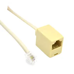RJ45 8P4C公插头到RJ11 6P4C母耦合器M \ F电话以太网电缆转换器米色