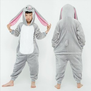 Mono de franela de conejito a juego familiar-Orejas 3D Sudadera con capucha encantadora Mono Pijama Footie Pijama Conejo - Product Image 6