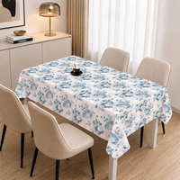 Nappe tissée RNPT à motif floral crème orange bavarois bleu clair, avec support PVC+PU, imperméable, anti-taches, jetable, résistante aux rayures
