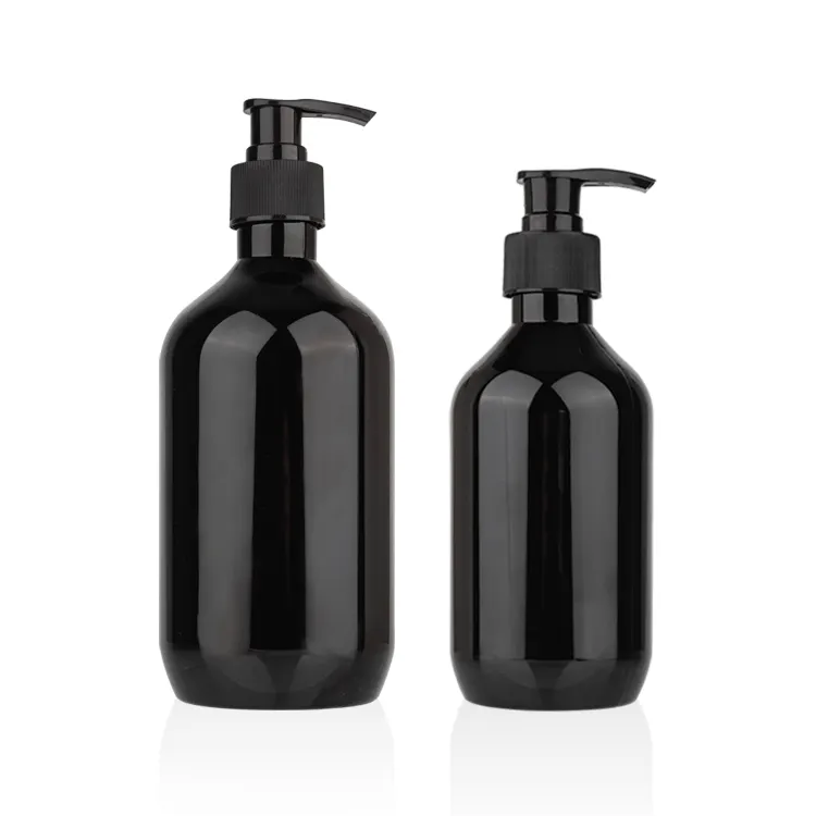 PUMP Sprayer Custom Color Bottle Shampoo PET Plastic Skincare Plastic Pump Bottle Cosmetic Screen Printing 500ml 300ml Black
