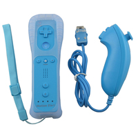 Télécommande intégrée Motion Plus et contrôleur Nunchuck pour console de jeu Wii avec étui en Silicone et dragonne