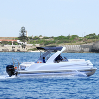 2025 nouveau pas cher poisson croisière fête bateau 12 personnes ponton bateaux grand aluminium loisirs coque pêche Style ponton bateau pour barbecue