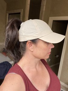 Kadın ayarlanabilir yüksek dağınık topuz beyzbol şapkası Criss çapraz at kuyruğu hızlı kurutma şapka ile el nakışı - Product Image 4