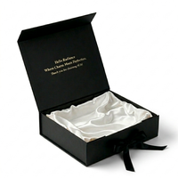 Emballage de luxe personnalisé, boîte-cadeau magnétique noire avec insert en satin, doublure en satin à l'intérieur