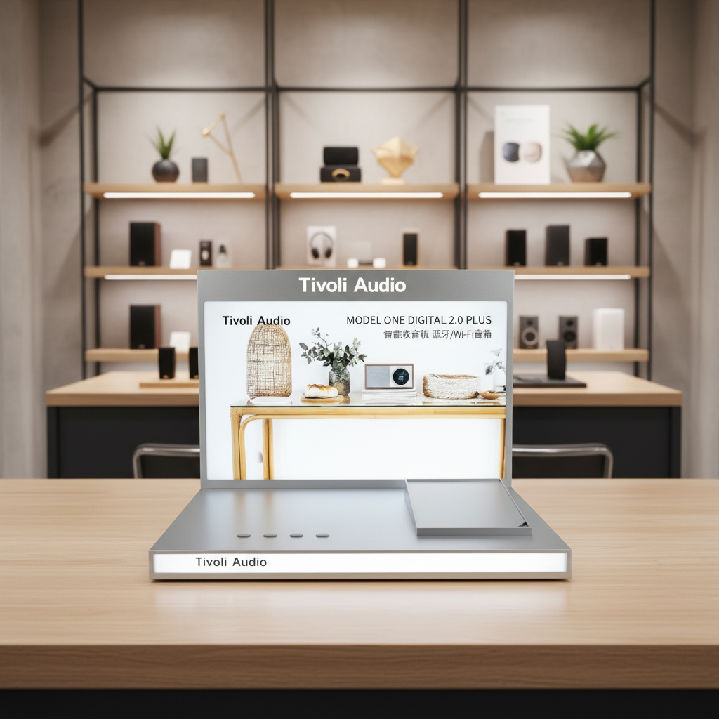 Apache Custom Countertop LED Acrylic Speaker Display Stand for Electronic Stores, Audio Showrooms and Retail Tech Exhibits — view 5