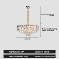 Nouveau Lustre en Cristal de Luxe 2026, Taille Moyenne, LED, Design Moderne Simple et Élégant pour Salon, Chambre et Salle à Manger