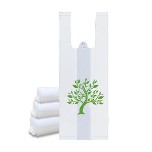 Bolsas de plástico LDPE negras de tamaño personalizado con asa de sellado térmico para camisetas y basura hechas en Vietnam tipo fuelle reciclable - Product Image 1