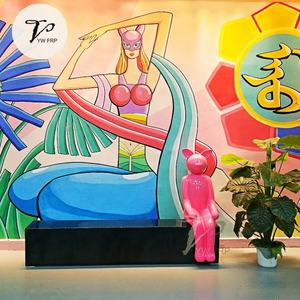 Statue de chat fantaisie en fibre de verre, sculpture de dessin animé, décor durable pour siège, banc moderne 37x130cm pour usage public extérieur par YUWEI - Product Image 2