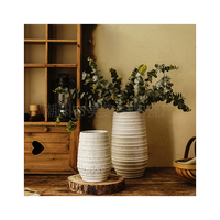 Antik Rustic vas keramik besar batu pasir desain buram untuk Retro rumah teras atau meja bunga pengaturan
