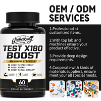 Capsules de complément alimentaire à base de plantes ODM/OEM Test X180 Boost Booster pour hommes, pour brûler les graisses et augmenter l'énergie