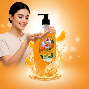 Liquide lavant pour les mains en flacon pompe, parfum orange, nettoyage en profondeur, hydratant, pH respectueux de la peau, pour les soins familiaux et des mains fraîches, en coffret. - Product Image 1