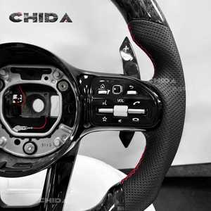 Volante Deportivo Personalizado de Fibra de Carbono y Cuero Perforado con Luces LED para <span class=keywords><strong>Mercedes</strong></span> AMG CL 55 SL55 GLC GLE a W176 - Product Image 3
