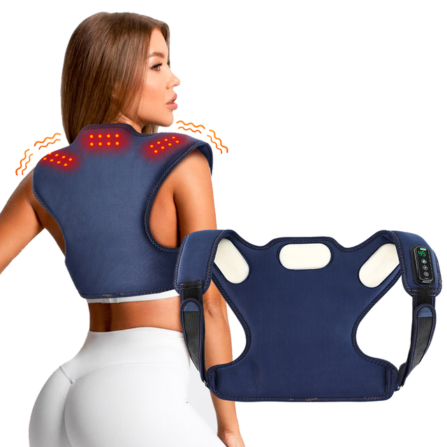 Intelligent Heating Vibration Neck Shoulder Massage Belt Electric Posture Corrector Back Support Massager 5000mAh Battery USB
