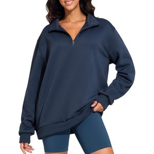 Sweat-shirt en polaire surdimensionné à demi-zip pour femme FOXA, haut de sport à manches longues, respirant, pull-over - Product Image 1
