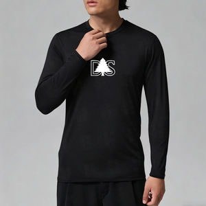 T-shirts basiques en gros, imprimés, couleur unie, logo personnalisé, col rond, manches longues, coton épais pour hommes - Product Image 3