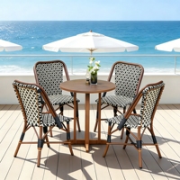 Chaise de salle à manger d'extérieur en rotin moderne, résistante aux UV et imperméable, pour cour, jardin, terrasse, restaurant