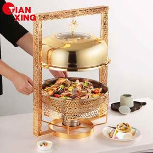 TIANXING Fournitures de banquet pour restaurants, Réchaud de buffet de luxe alimenté au combustible <span class=keywords><strong>en</strong></span> acier inoxydable, type arabe - Product Image 3