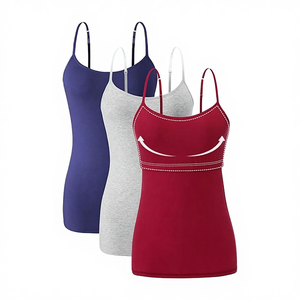 Camisole décontractée en coton uni pour femmes, soutien-gorge intégré, bretelles réglables, respirant, lavable en machine, débardeur, service OEM personnalisable - Product Image 4
