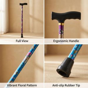 Telescopic Walking Stick Aluminum Alloy Rubber Tip Collapsible Lightweight Portable Outdoor Hiking <b>Cane</b> Blue - Product Image 4