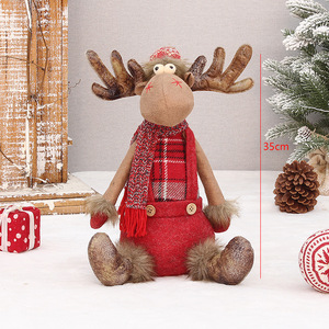 LINGKAI Standing Sitting Christmas Plush Reindeer Doll Stuffed Figurine for Xmas Indoor Desktop Home <b>Holiday</b> Decor - Product Image 6