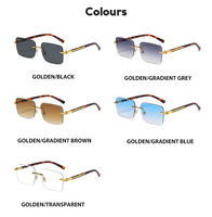 Super prix, haute qualité, nouveau style, lunettes de soleil sans monture, lunettes de soleil carrées en métal tendance