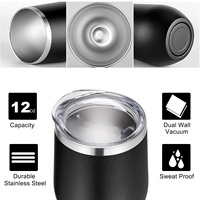 Mug isotherme en acier inoxydable de 12 oz en forme d'œuf, avec revêtement en poudre personnalisé, pour café, bière ou vin, avec couvercle