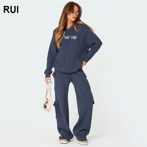 RUIQUWIN, ropa personalizada, elegante suéter deportivo con capucha, conjunto de punto, conjunto cómodo y suave de dos piezas - Product Image 1