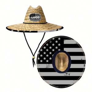 Sombrero de Paja con Logotipo Personalizado para Hombre, Gorra de Surf Salvavidas, Estampado Floral, Protección Solar, Viajes, Ciclismo, Casual - Product Image 3