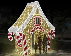 Decoración Navideña Comercial, Arco de Casa de Jengibre 3D, Luces LED para Exteriores, Temática Navideña, IP65 Impermeable, Color Personalizado - Product Image 1