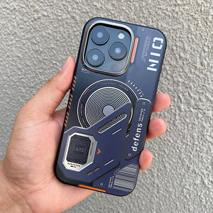 HANTANG pour 15 <span class=keywords><strong>Pro</strong></span> <span class=keywords><strong>Max</strong></span> TPU+PC Anneau magnétique antichoc Mat Compatible 5G Étui de protection - Product Image 4