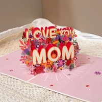 Carte 3D stéréoscopique pour la fête des mères-LOVE-YOU-MOM Carte de sculpture en papier pour la fête des mères avec petite carte jointe