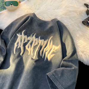 T-shirts pour hommes de haute qualité, style streetwear, surdimensionnés, en coton lourd, avec impression graphique, logo personnalisé, effet délavé, vintage - Product Image 3