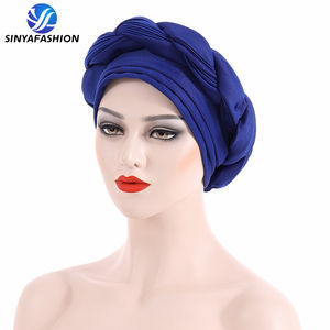 Sinya dernier <span class=keywords><strong>Aso</strong></span> <span class=keywords><strong>Oke</strong></span> Auto <span class=keywords><strong>Gele</strong></span> Headtie femmes Turban casquette tresses musulman tête écharpe Bonnet coton dames tête enveloppes Turbante - Product Image 6