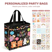 Großhandel Maßgefertigte Vliesstoff-Partytasche mit Cartoon-Muster und Schwarzem Griff, Geschenktasche für Kinder