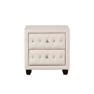 Table de chevet moderne en cristal capitonnée à 2 tiroirs réglables avec revêtement en velours, meubles écologiques pour chambre à coucher et salon - Product Image 6