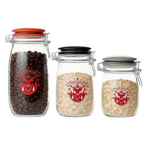 500ml 750ml 1000ml Glazen voorraadpottenset met opdruk, voedselcontainer met keramische klikdeksel, grote cilinder voor de keuken - Product Image 1
