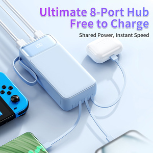Portable Digital Display PD 22.5W Fast <b>Charging</b> Powerbank 30000mah Built-in 4 <b>Charging</b> <b>Cable</b> Lanyard Design Power Bank - Product Image 2