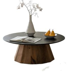 Table basse ronde en bois massif, style vintage, meubles de salon - Product Image 5