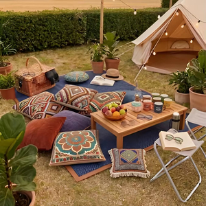 Compre una Alfombra de Algodón Estampada Tejida a Mano de Primera Calidad para Sala de Estar, Dormitorio, Picnic, Camping y Decoración de Piso Estilo Bohemio - Product Image 6
