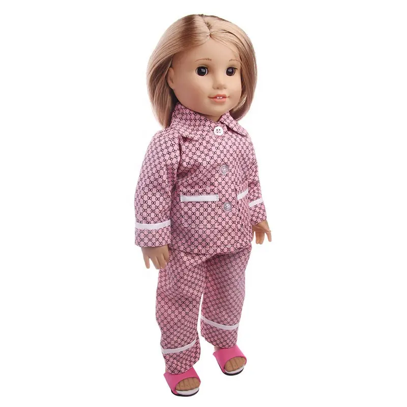 Pyjama décontracté mignon à motif adapté pour poupées américaines, vêtements de poupée de 18 pouces et poupée de 43 Cm pour filles, tenues de poupées pour filles