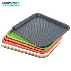 Heavybao Different Color Non-slip Rectangular Plastic Fast Food <strong>Snacks</strong> Serving <strong>Trays</strong> for Restaurant - Product Image 5