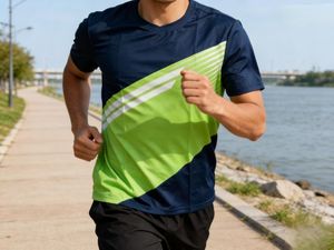 T-shirt de course à manches courtes personnalisé, respirant, à séchage rapide, imprimé par sublimation, simple, pour le fitness quotidien et les événements de marathon - Product Image 6