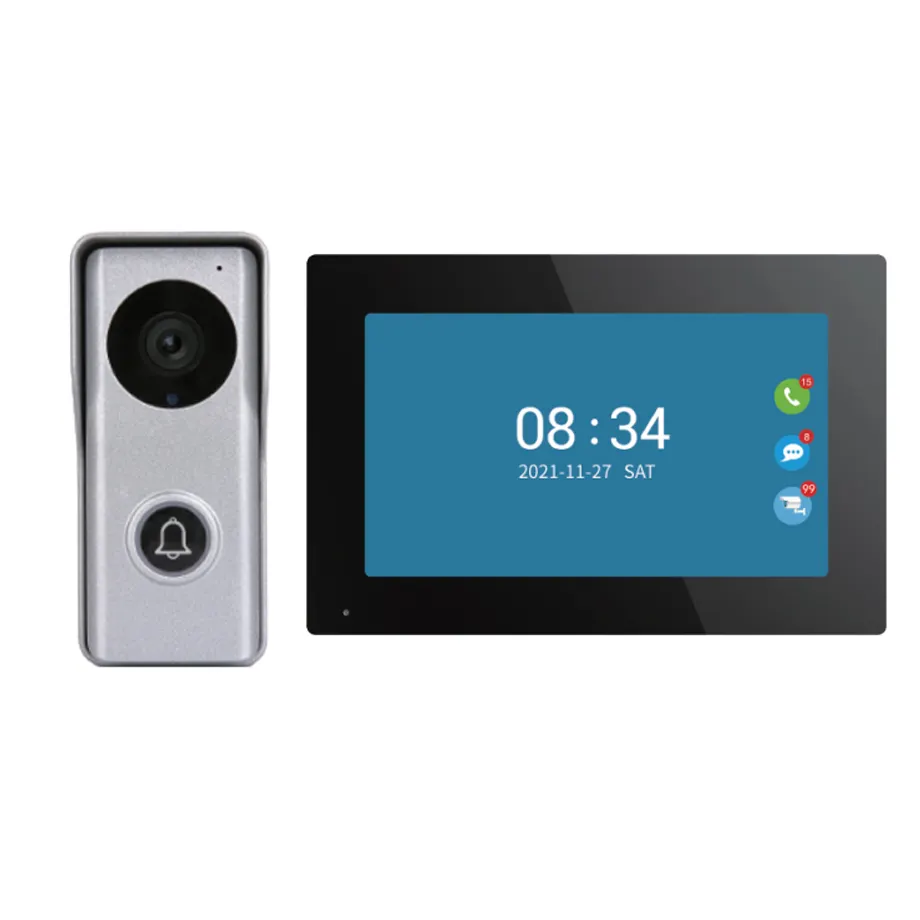 वाईफ़ाई वायरलेस घंटी स्मार्ट वीडियो दरवाजा फोन 7 इंच की निगरानी के साथ गृह सुरक्षा के लिए