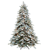 Sapins de Noël artificiels floqués blancs de haute qualité, pré-éclairés par LED, grands sapins de Noël LED pour extérieur