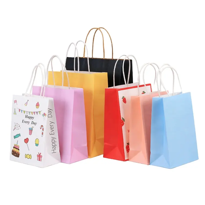 Multicolor Thick And Solid Colorful Kraft Paper Bag Gift Bag Durable Top Quality Muti-size Gift Bag