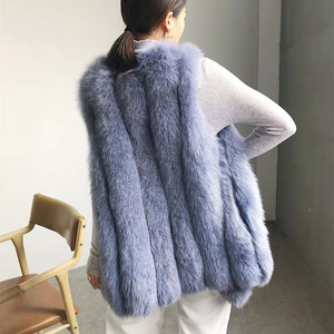 Fashionable <strong>Long</strong> Real Fox Fur Vest <strong>Gilet</strong> Winter Warm Fluffy Fur Sleeveless Coat <strong>Women</strong> Genuine Fox Waistcoat - Product Image 4
